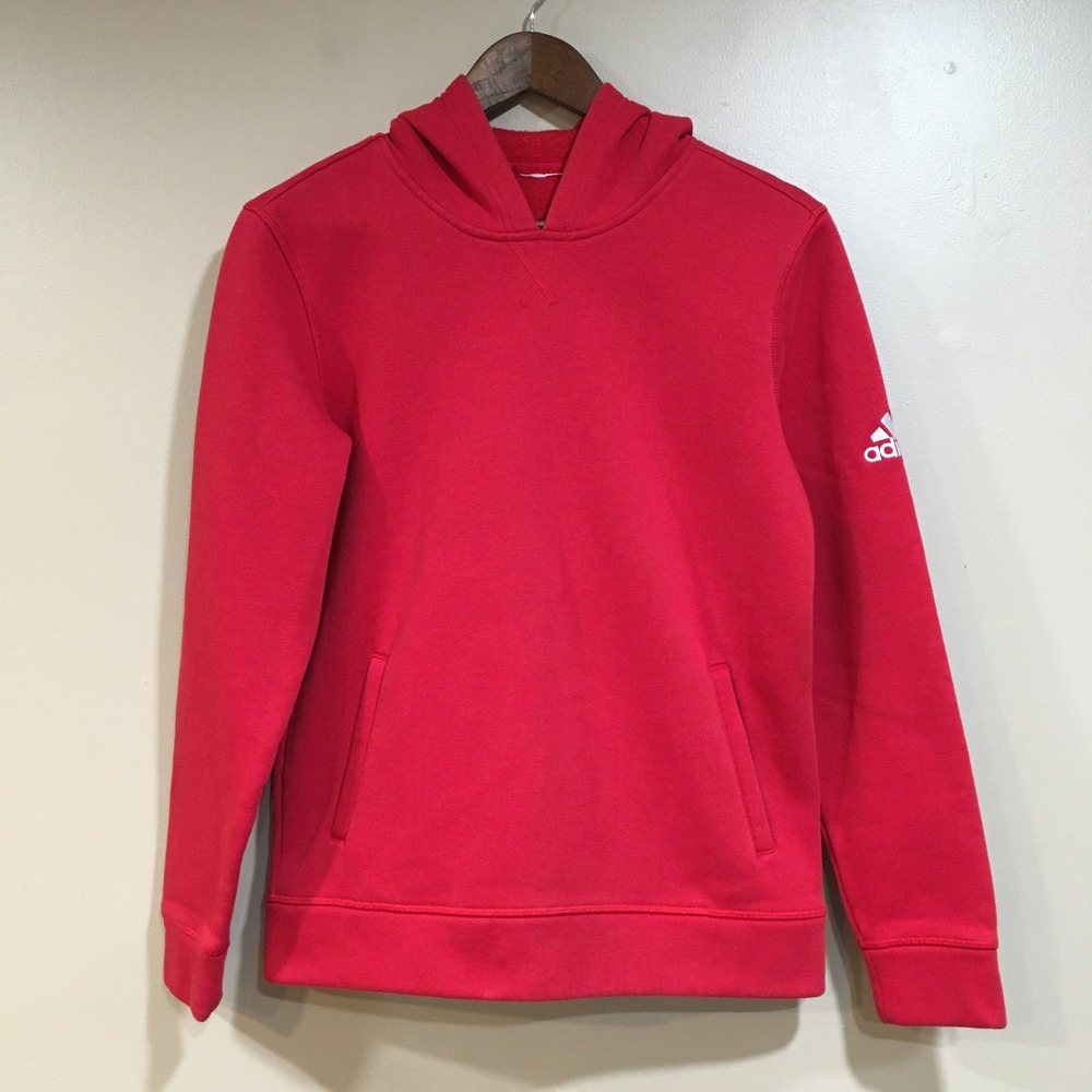 Adidas Red Hoodie Sweatshirt Classic Logo Pullover Womens S Lounge Workout‎ Gym